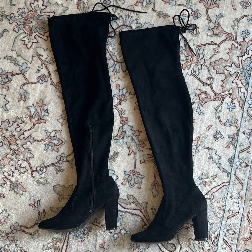 Chinese Laundry Black Over-the-Knee Block Heel Boots 7.5